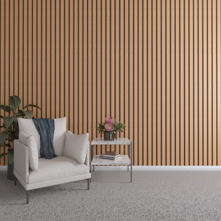 Ekena Millwork 48H x 3/8T Adjustable Wood Slat Wall Panel Kit w/ 2W Slats, Cherry contains 22 Slats SWW66X48X0375CH